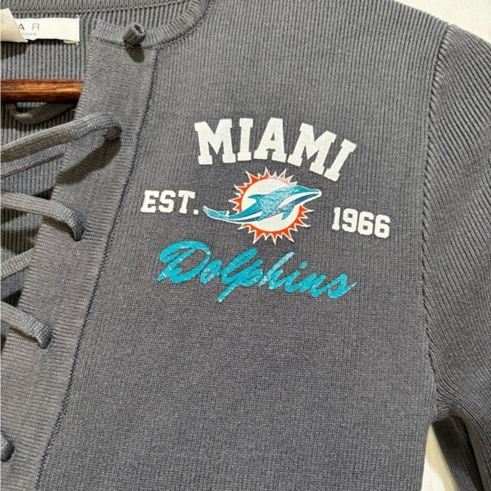 Women's Small WEAR by Erin Andrews Miami Dolphins Lace Up Long Sleeve Dress - Picture 8 of 8